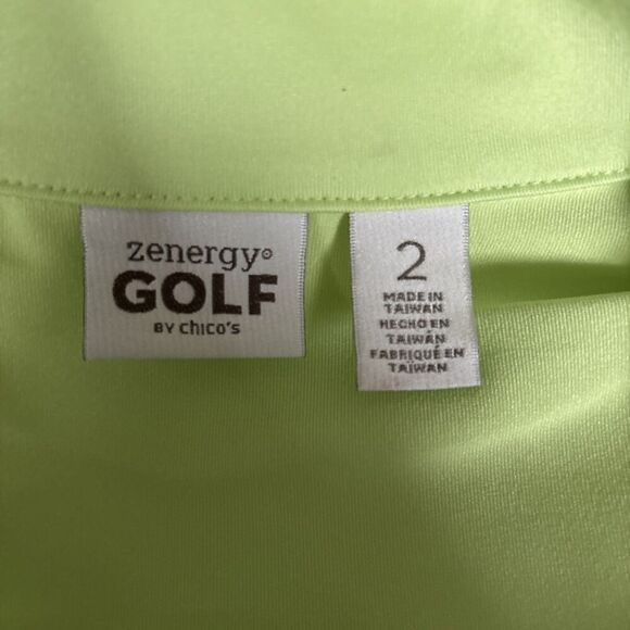 Chico’s Zenergy Golf Shirt Women’s Size 2 M Lime Green Collared Stretch Top - Picture 5 of 12